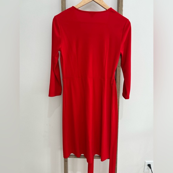 Ann Taylor Vibrant Red 3/4 Sleeve Wrap Dress Women’s Size 0 Valentine’s Day - Picture 6 of 9